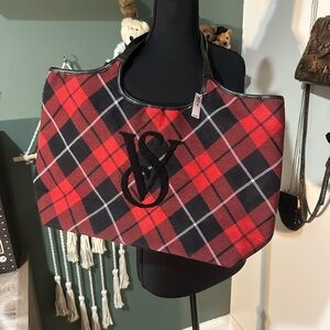 NWT Victoria's Secret Black and Red Checkered Tote